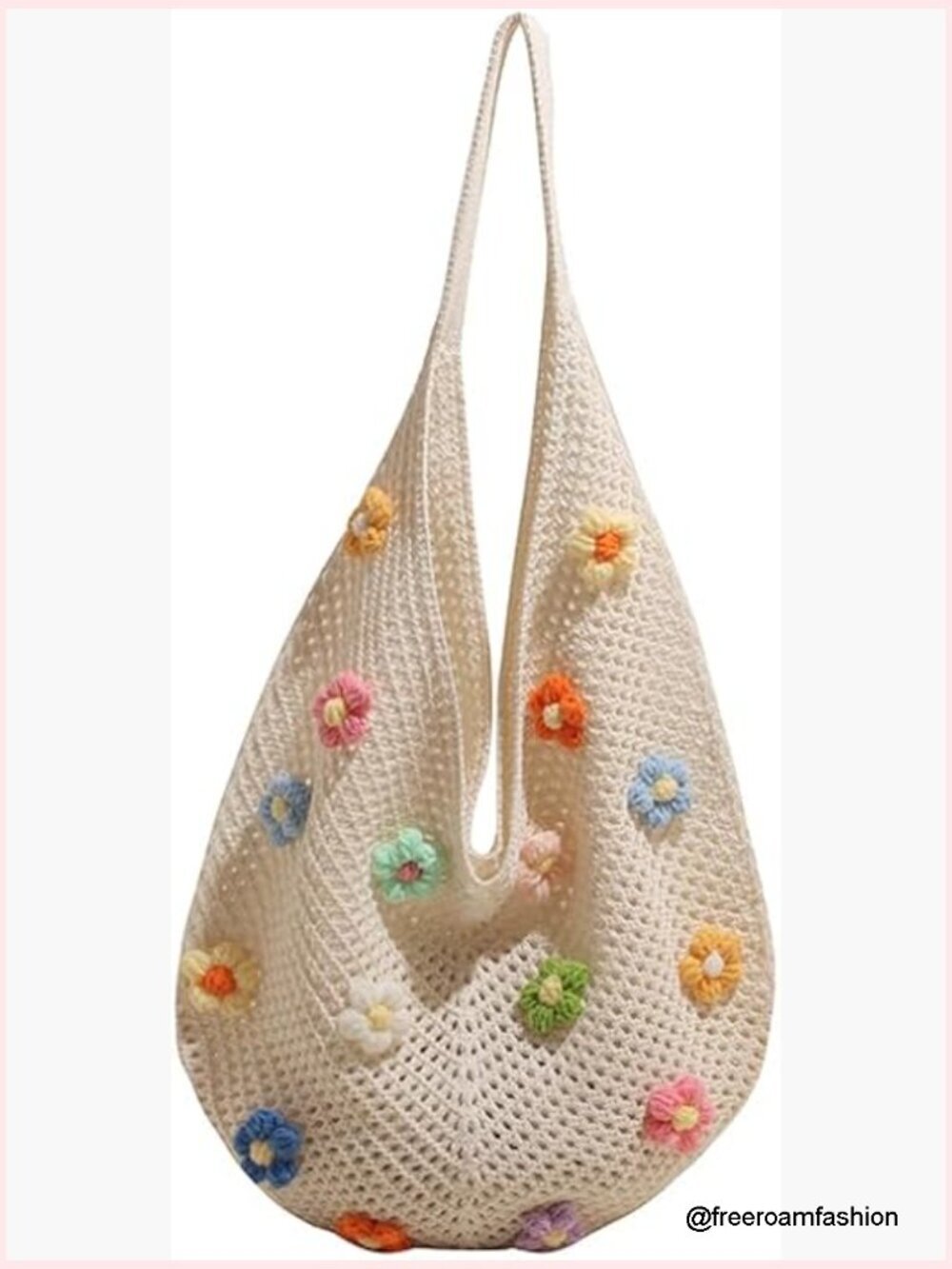 Crochet Beach Tote Bag Bohemian Handbag Summer Vacation Messenger Bag